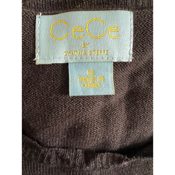 CeCe Cynthia Steffe Feminine Ruffle Sweater Black M - Picture 4 of 6